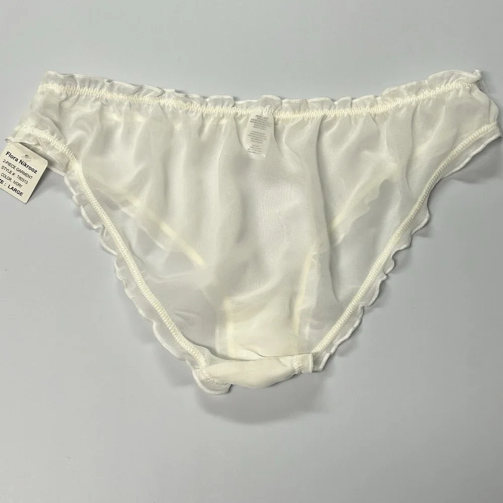 Flora Sheer Chemise Nightie L 2 Pc Set Lace Boudoir Coquette Lingerie White‎